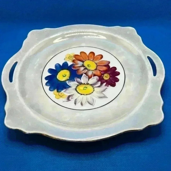 Vintage Noritake  Hand Painted Decorative Floral Plate Double Handled - Picture 1 of 3